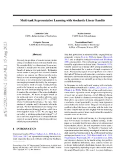 Multi-task Representation Learning with Stochastic Linear Bandits