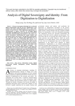 Analysis of Digital Sovereignty and Identity: From Digitization to
  Digitalization