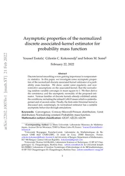 Asymptotic properties of the normalized discrete associated-kernel
  estimator for probability mass function