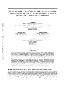 BERT WEAVER: Using WEight AVERaging to enable lifelong learning for
  transformer-based models in biomedical semantic search engines