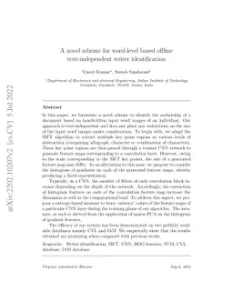 Offline Text-Independent Writer Identification based on word level data