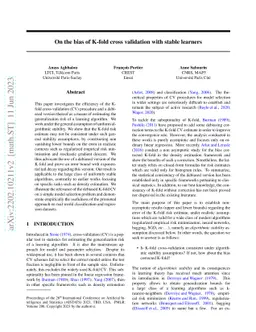 On the bias of K-fold cross validation with stable learners