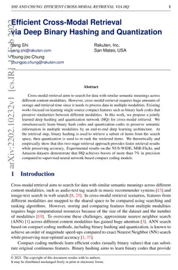 Efficient Cross-Modal Retrieval via Deep Binary Hashing and Quantization