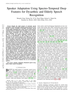 Speaker Adaptation Using Spectro-Temporal Deep Features for Dysarthric
  and Elderly Speech Recognition