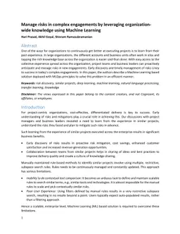 Manage risks in complex engagements by leveraging organization-wide
  knowledge using Machine Learning
