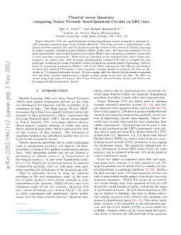 Classical versus Quantum: comparing Tensor Network-based Quantum
  Circuits on LHC data