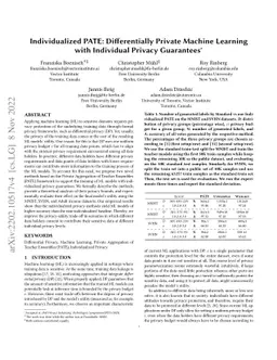 Individualized PATE: Differentially Private Machine Learning with
  Individual Privacy Guarantees