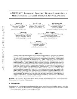 t-METASET: Tailoring Property Bias of Large-Scale Metamaterial Datasets
  through Active Learning