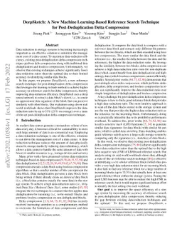 DeepSketch: A New Machine Learning-Based Reference Search Technique for
  Post-Deduplication Delta Compression
