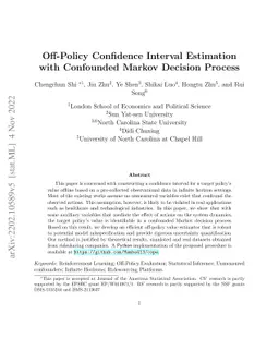 Off-Policy Confidence Interval Estimation with Confounded Markov
  Decision Process