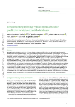 Benchmarking missing-values approaches for predictive models on health
  databases