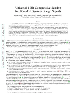 Universal 1-Bit Compressive Sensing for Bounded Dynamic Range Signals