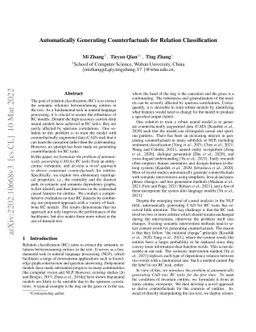 Automatically Generating Counterfactuals for Relation Classification