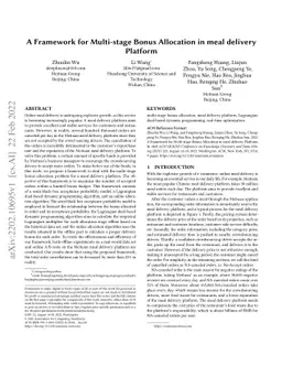 A Framework for Multi-stage Bonus Allocation in meal delivery Platform