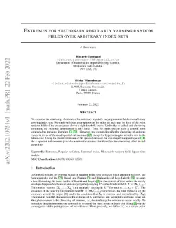 Extremes for stationary regularly varying random fields over arbitrary
  index sets