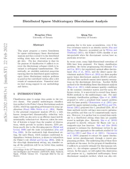 Distributed Sparse Multicategory Discriminant Analysis