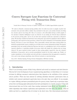 Convex Surrogate Loss Functions for Contextual Pricing with Transaction
  Data