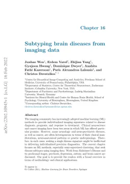 Subtyping brain diseases from imaging data