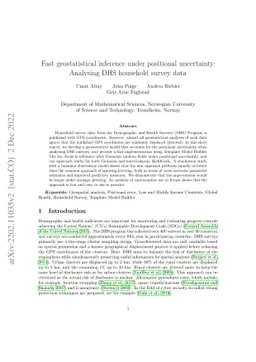 Fast geostatistical inference under positional uncertainty: Analysing
  DHS household survey data
