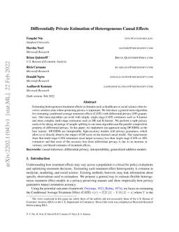 Differentially Private Estimation of Heterogeneous Causal Effects