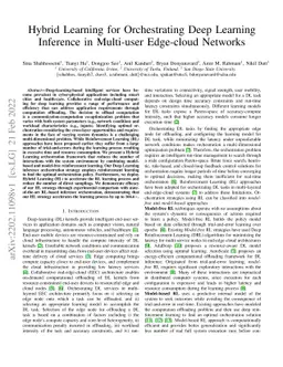 Hybrid Learning for Orchestrating Deep Learning Inference in Multi-user
  Edge-cloud Networks
