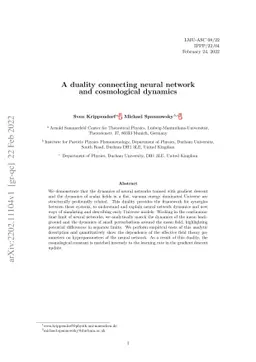 A duality connecting neural network and cosmological dynamics