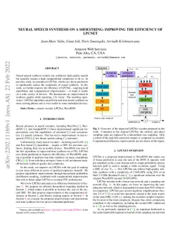 Neural Speech Synthesis on a Shoestring: Improving the Efficiency of
  LPCNet