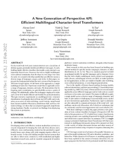 A New Generation of Perspective API: Efficient Multilingual
  Character-level Transformers
