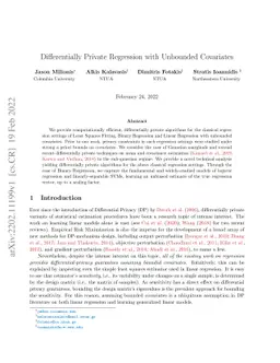 Differentially Private Regression with Unbounded Covariates