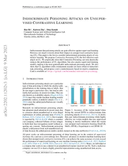 Indiscriminate Poisoning Attacks on Unsupervised Contrastive Learning