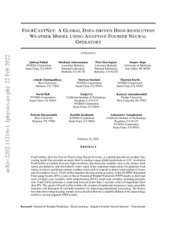 FourCastNet: A Global Data-driven High-resolution Weather Model using
  Adaptive Fourier Neural Operators