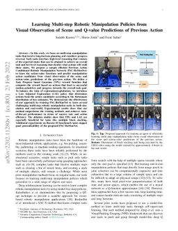 Learning Multi-step Robotic Manipulation Policies from Visual
  Observation of Scene and Q-value Predictions of Previous Action
