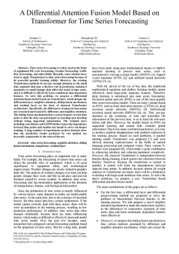 A Differential Attention Fusion Model Based on Transformer for Time
  Series Forecasting