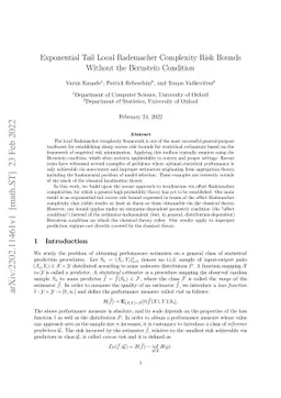 Exponential Tail Local Rademacher Complexity Risk Bounds Without the
  Bernstein Condition