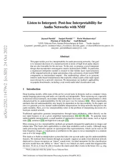Listen to Interpret: Post-hoc Interpretability for Audio Networks with
  NMF