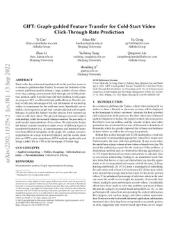 GIFT: Graph-guIded Feature Transfer for Cold-Start Video Click-Through
  Rate Prediction
