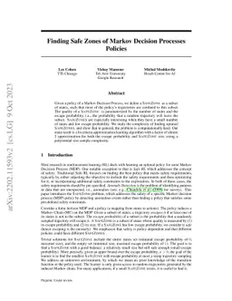 Finding Safe Zones of policies Markov Decision Processes