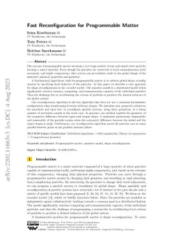 Fast Reconfiguration for Programmable Matter