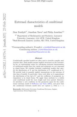 Extremal Characteristics of Conditional Models