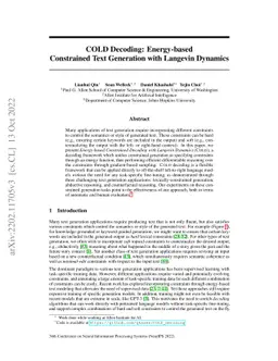 COLD Decoding: Energy-based Constrained Text Generation with Langevin
  Dynamics