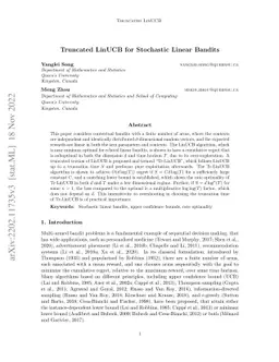 Truncated LinUCB for Stochastic Linear Bandits