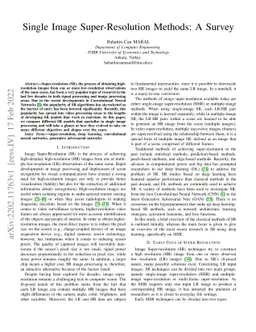 Single Image Super-Resolution Methods: A Survey