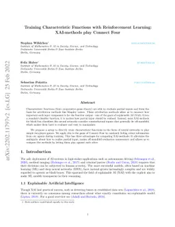 Training Characteristic Functions with Reinforcement Learning:
  XAI-methods play Connect Four