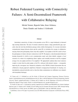 Robust Federated Learning with Connectivity Failures: A
  Semi-Decentralized Framework with Collaborative Relaying