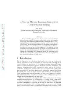 A Note on Machine Learning Approach for Computational Imaging