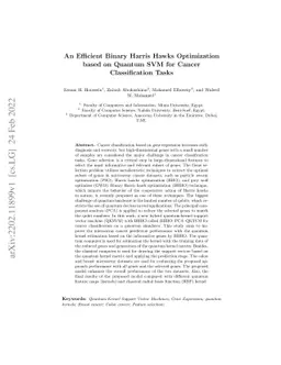 An Efficient Binary Harris Hawks Optimization based on Quantum SVM for
  Cancer Classification Tasks