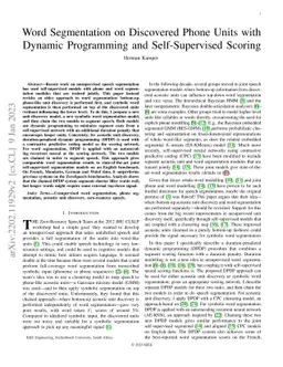 Word Segmentation on Discovered Phone Units with Dynamic Programming and
  Self-Supervised Scoring