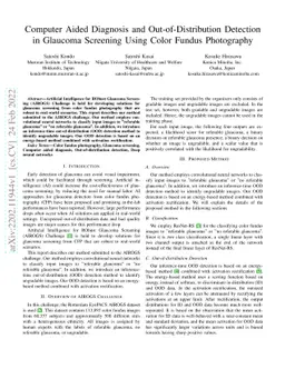 Computer Aided Diagnosis and Out-of-Distribution Detection in Glaucoma
  Screening Using Color Fundus Photography