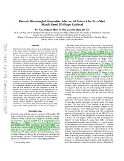 Domain Disentangled Generative Adversarial Network for Zero-Shot
  Sketch-Based 3D Shape Retrieval