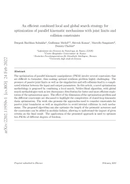 An efficient combined local and global search strategy for optimization
  of parallel kinematic mechanisms with joint limits and collision constraints